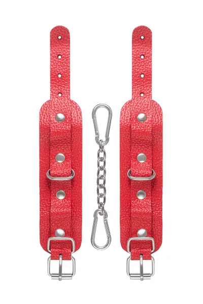 Наручники-браслеты Pecado BDSM, мини со скруглёнными углами,красные