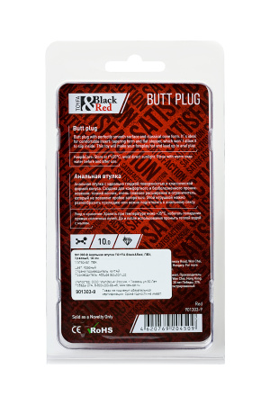 Втулка анальная TOYFA Black&Red, красный, 10,5 см, Ø 2